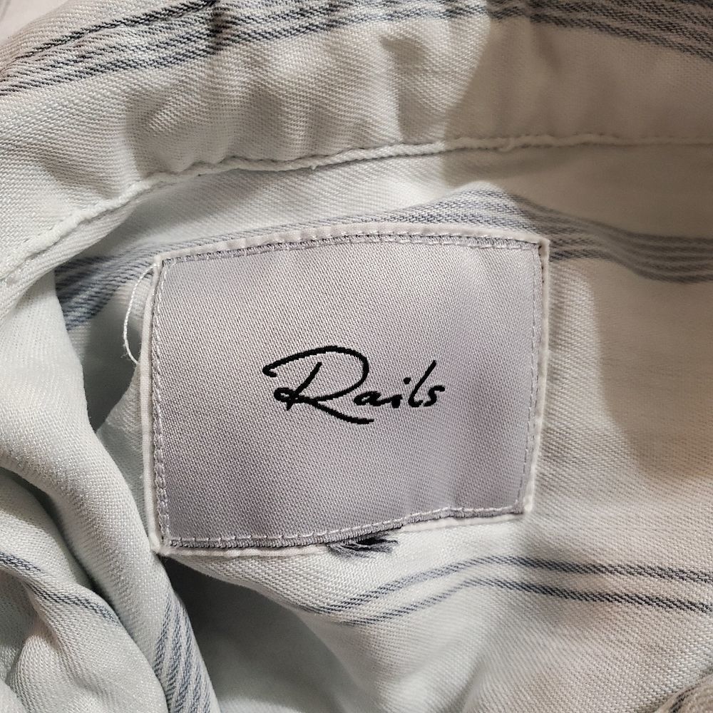 Rails White & Blue Striped Button Down Shirt (S) - image 7